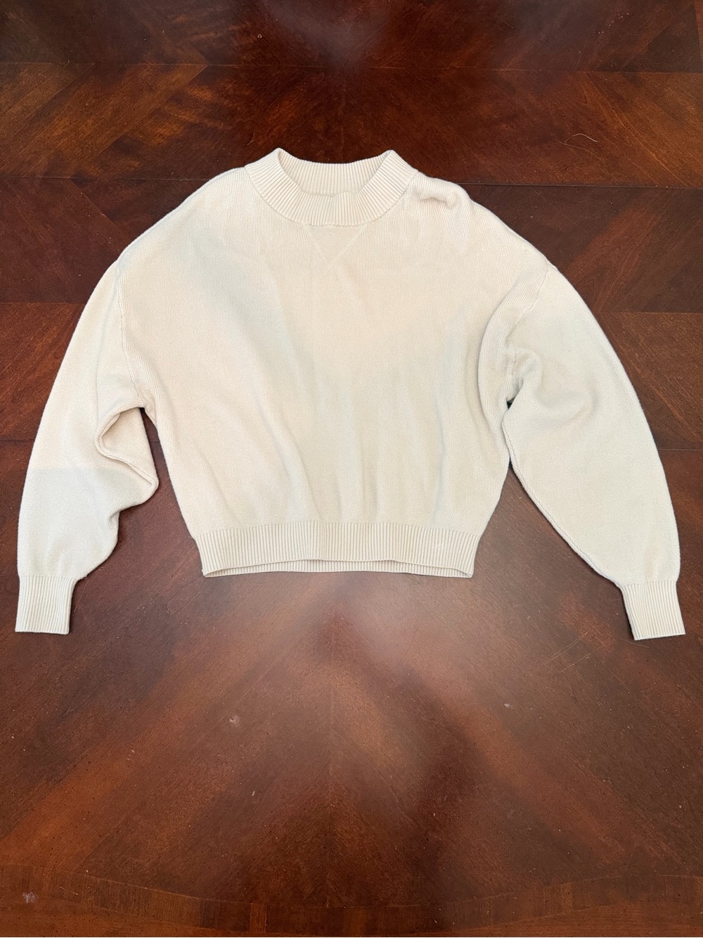 Abercrombie & Fitch Cream Drip Sleeve Mockneck Sweater